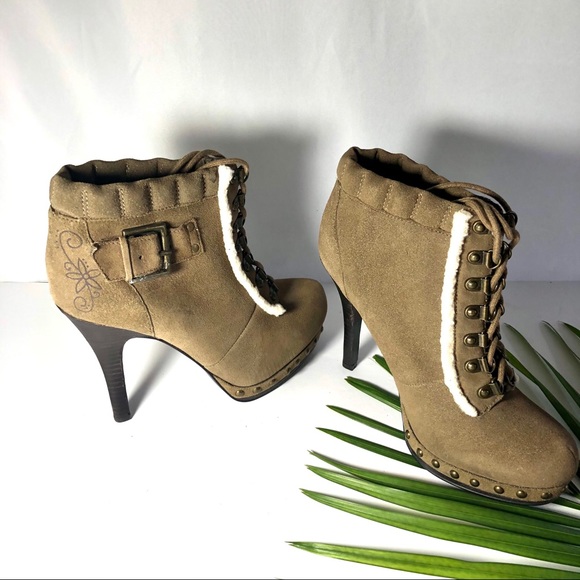 Nine West OSOVOSS tan heeled boot ankle bootie - Picture 5 of 13